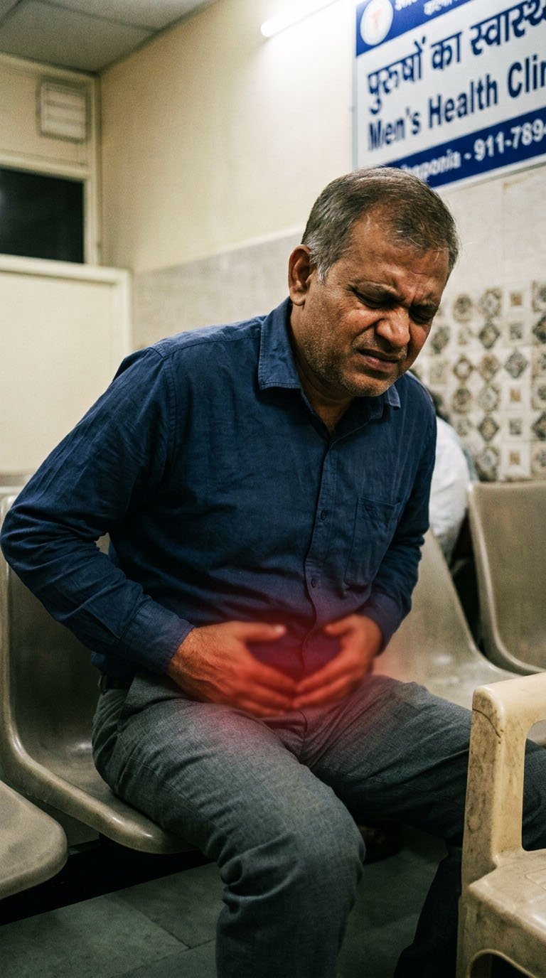 रात में असहनीय दर्द और तनाव से पीड़ित पुरुष (९:१६ फोटो)